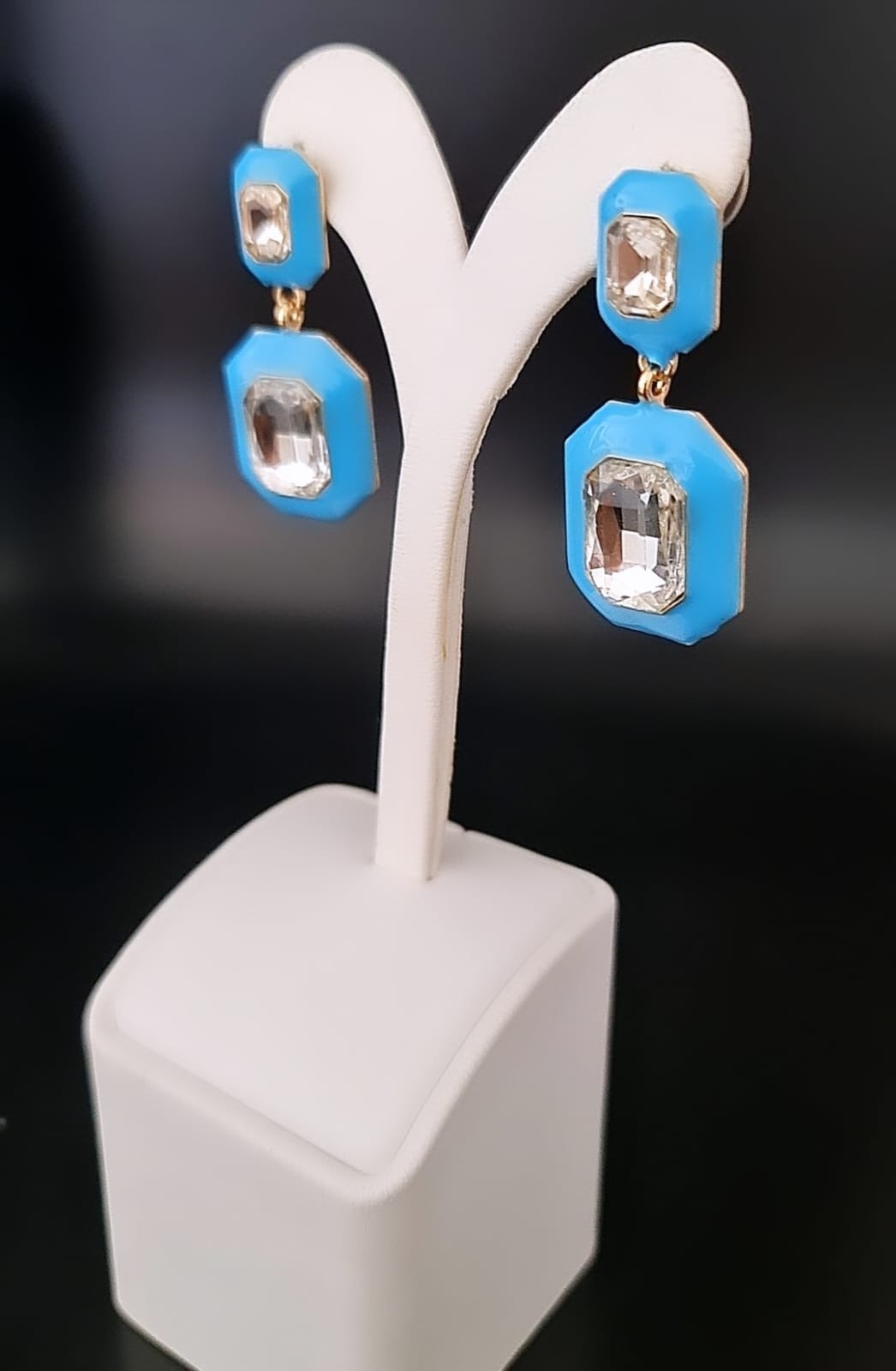 Gold vip mavi taşlı küpe