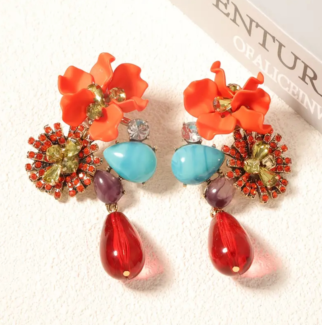 Renkli büyük boy ZA küpe 