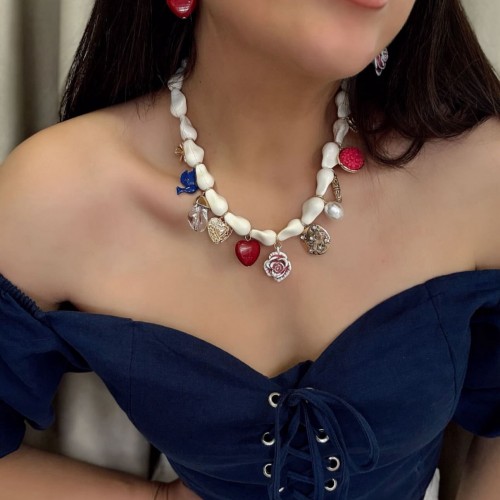 Yeni sezon renkli barok incili ZA kolye