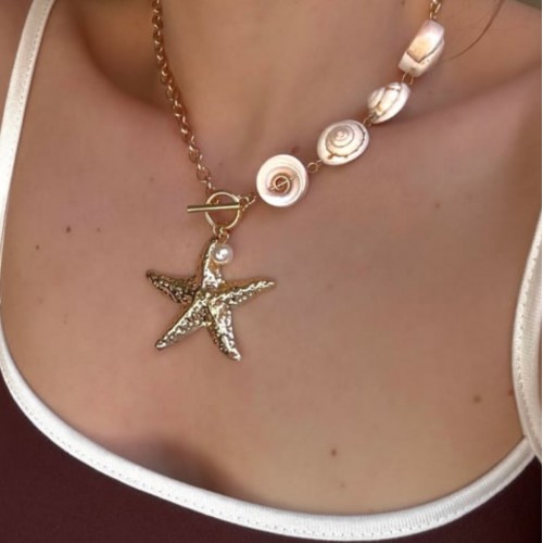 Yeni sezon goldrenk  deniz kabuklu deniz yıldızı ZA kolye