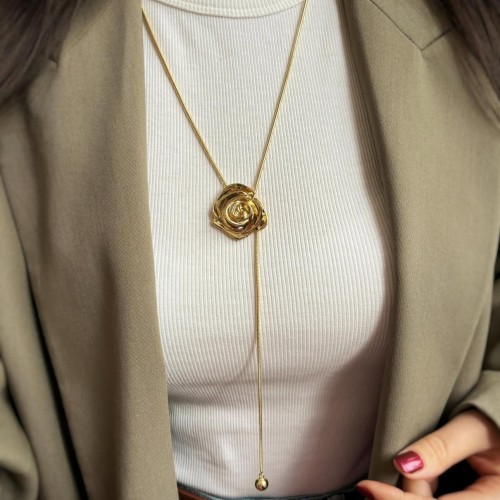 Yeni sezon goldrenk asansörlü çiçek ZA kolye