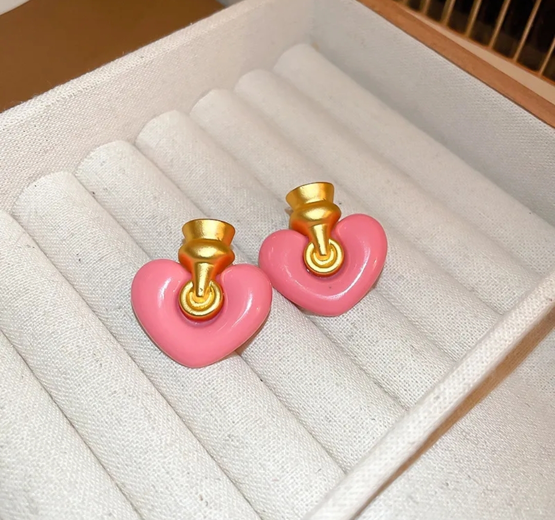 Tasarım yeni sezon gold pembe küpe