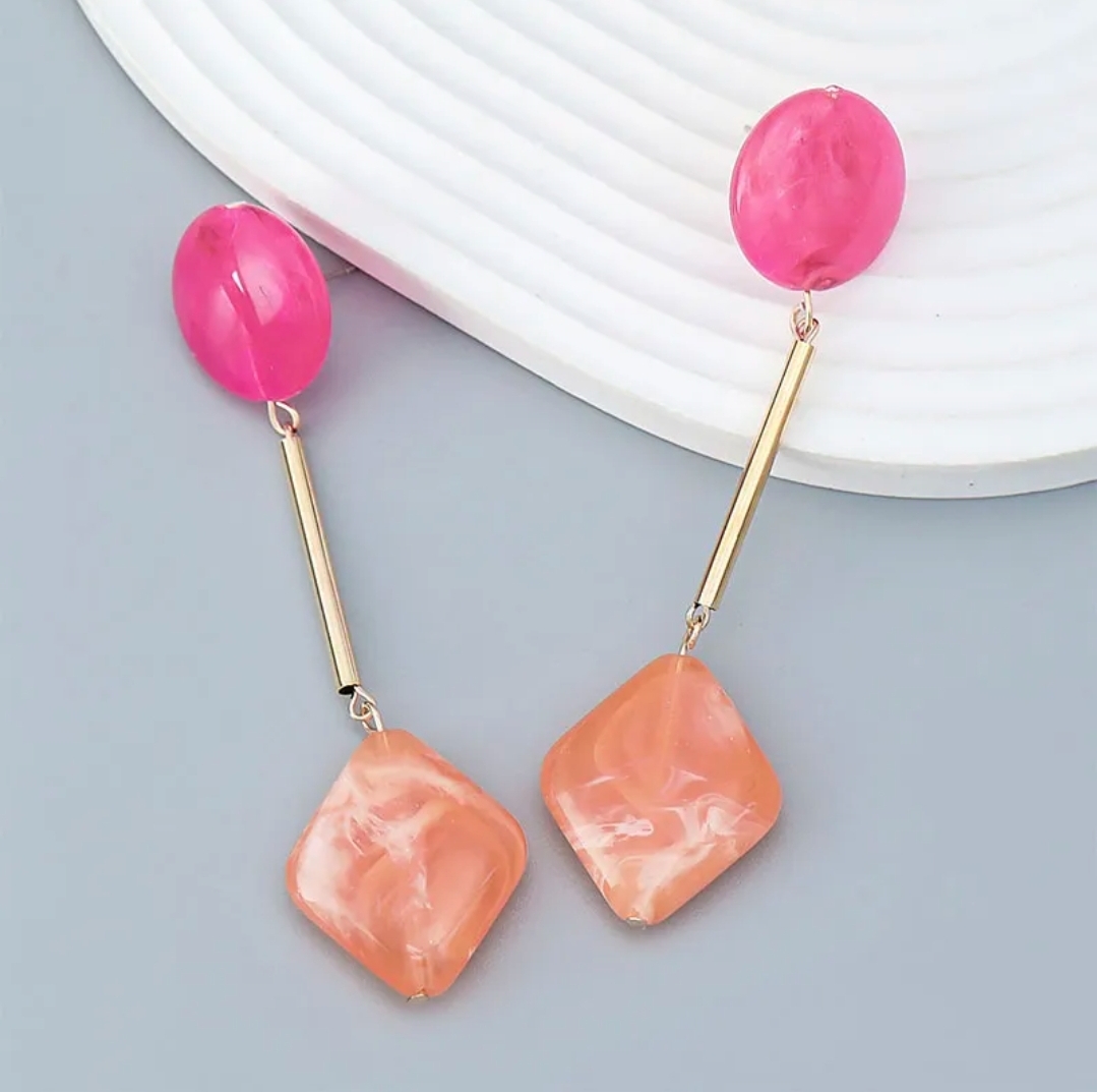 Gold pembe turuncu renk ZA küpe